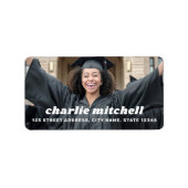 Retro lettertype afstuderen foto retouradres etiket (Voorkant)