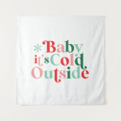 Retro Lettertype Baby It's Cold Outside Kerstmis Wandkleed (Voorkant)