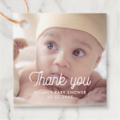 Retro lettertype baby shower dank u bedankjes labels (Voorkant)