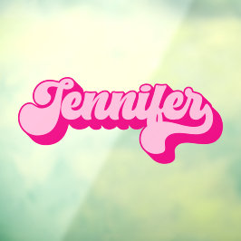 Retro Lettertype Heet Roze Jennifer Raamsticker