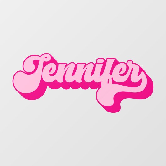 Retro Lettertype Heet Roze Jennifer Raamsticker (Vel)