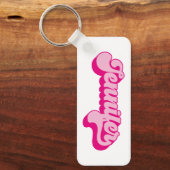 Retro Lettertype Heet Roze Jennifer Sleutelhanger (Voorkant)