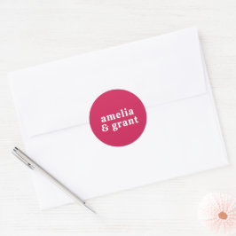 Retro Lettertype Heet Roze Moderne Trouw Ronde Sticker