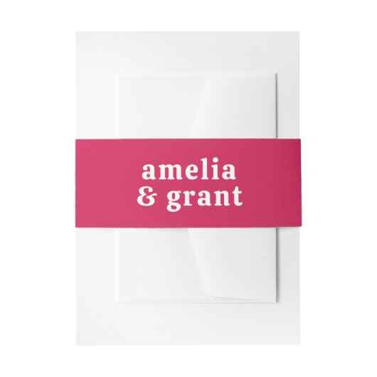 Retro Lettertype Heet Roze Moderne Trouw Uitnodigingen Wikkel (Voorkant Voorbeeld)