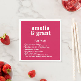 Retro Lettertype Heet Roze Moderne Trouwdag Servet