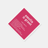 Retro Lettertype Heet Roze Moderne Trouwdag Servet (Hoek)