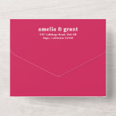 Retro Lettertype Heet Roze QR Code Foto Moderne Tr All In One Uitnodiging (Achterkant)