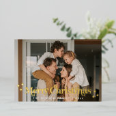 Retro lettertype moderne familie foto folie feestdagenkaart (Staand Voorkant)