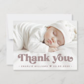 Retro lettertype nieuwe baby foto dank u aankondiging (Voorkant)