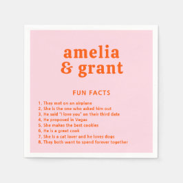 Retro Lettertype Oranje en Roze Moderne Trouwdag Servet