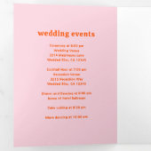 Retro Lettertype Oranje en Roze QR Code Foto Bruil Drieluik Uitnodiging (Binnenzijde eerst)