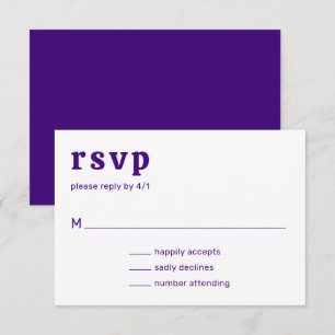 Retro Lettertype Paarse Moderne Trouw RSVP Kaartje