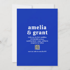 Retro Lettertype Saffierblauw QR-code Moderne Brui Kaart