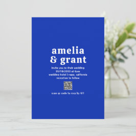 Retro Lettertype Saffierblauw QR-code Moderne Brui Kaart