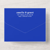 Retro Lettertype Saffierblauwe QR-code Moderne Bru All In One Uitnodiging (Achterkant)
