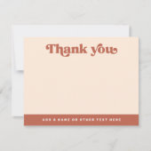Retro lettertype terracotta bruin blanco dank u notitiekaartje (Voorkant)