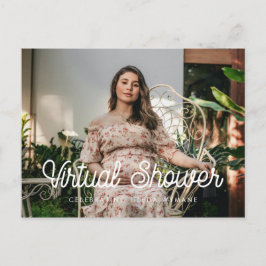 Retro lettertype Virtual Baby shower foto Briefkaart