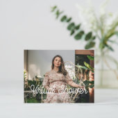 Retro  lettertype Virtual Baby shower foto Briefkaart (Staand voorkant)