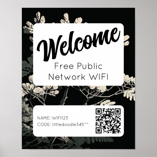 Retro Lettertype WIFI Netwerk Wachtwoord QR Code P Poster (Voorkant)