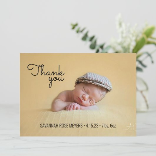 Retro Lettertypen Foto Dankbetuiging Briefkaart (Staand voorkant)