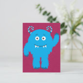 Retro Leuk Blauw Monster Briefkaart (Staand voorkant)