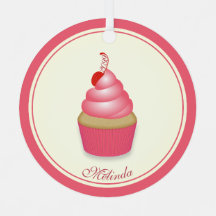 Retro Leuk Roze Cupcake Een Naam Datum