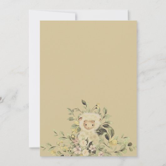 Retro Leuk Schapenlam Botanisch Baby shower Kaart (Achterkant)