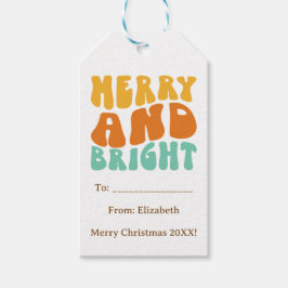 Retro Leuk Schattige Vrolijk en Helder Kerstvakant Cadeaulabel