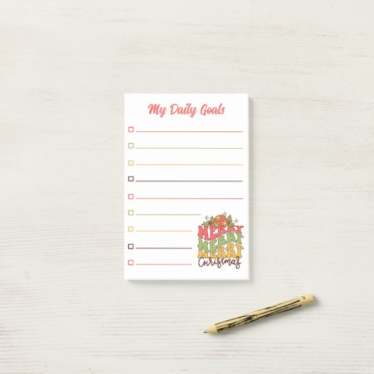 Retro leuk script, mijn dagelijkse doelen ,lined post-it® notes (Op bureau)