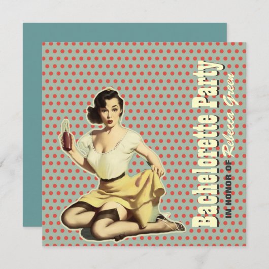 retro leuke bachelorette party uitnodiging (Voorkant / Achterkant)