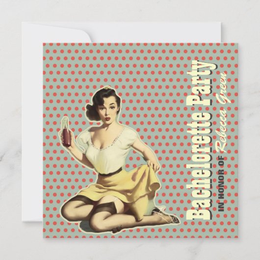 retro leuke bachelorette party uitnodiging (Voorkant)