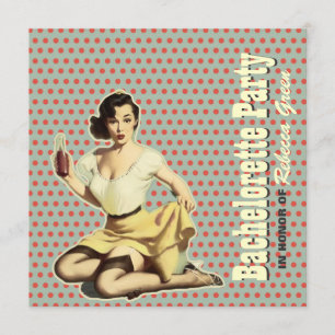 retro  leuke bachelorette party uitnodiging