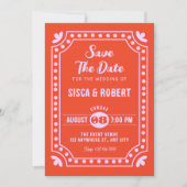 Retro leuke bruiloft save the date (Voorkant)