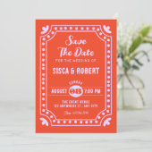 Retro leuke bruiloft save the date (Staand voorkant)