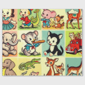 Retro Leuke Dieren Comics Cadeaupapier (Vlak)
