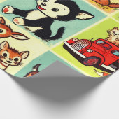 Retro Leuke Dieren Comics Cadeaupapier (Hoek)