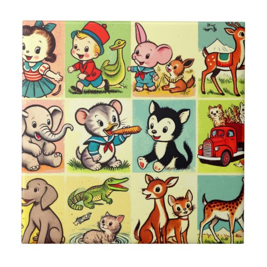 Retro Leuke Dieren Comics Tegeltje (Voorkant)