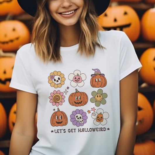 Retro Leuke Halloween Bloemen T-shirt