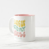 Retro Leuke Halloween Hanging met mijn Ghouls | ro Tweekleurige Koffiemok (Voorkant links)