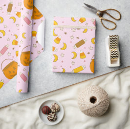 Retro Leuke Halloween Party Roze Cadeaupapier