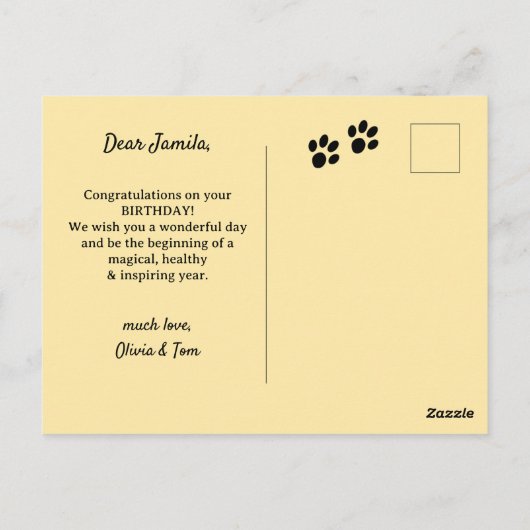 Retro Leuke Kat en Taart Verjaardag Briefkaart (Achterkant)