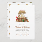 Retro Leuke Kawaii Kleine Paddestoel 1e Verjaardag Kaart (Voorkant / Achterkant)