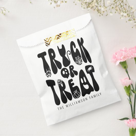 Retro Leuke Trick or treat Halloween Ghost | Zwart Bedankzakje (Gezegeld)