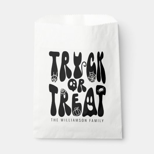 Retro Leuke Trick or treat Halloween Ghost | Zwart Bedankzakje (Voorkant)