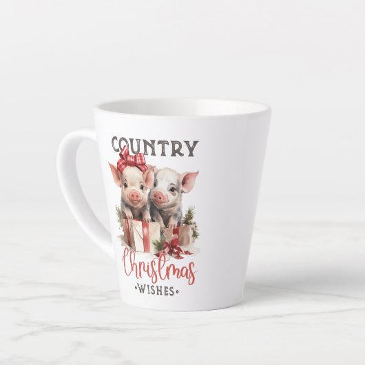 Retro leuke twee varkens land kerstwensen latte mok (Linkerhoek)