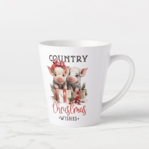 Retro leuke twee varkens land kerstwensen latte mok
