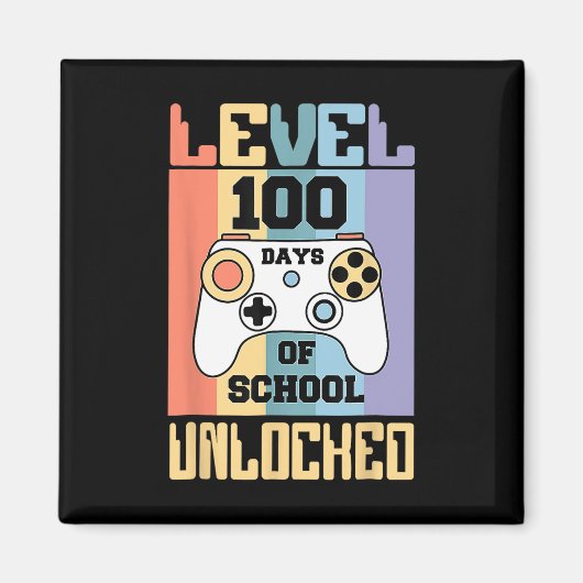Retro Level 100 Days of School ontgrendeld gamer j Magneet (Voorkant)