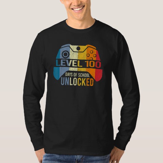 Retro Level 100 Days Of School Unlocked 100th Day  T-shirt (Voorkant)