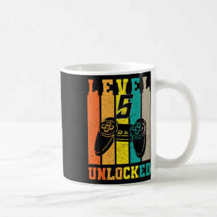 Retro level 5 ontgrendeld verjaardagsgaminglegende koffiemok