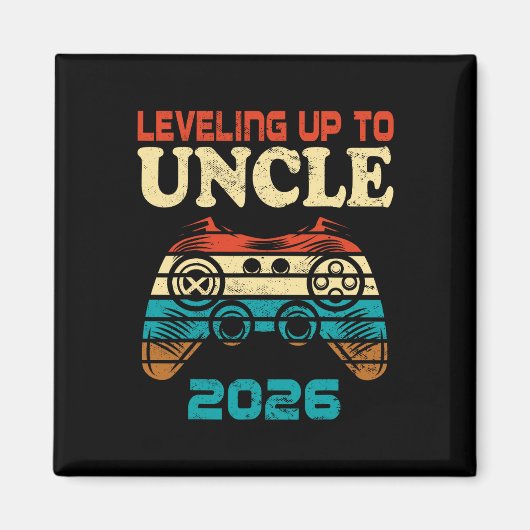 Retro Leveling Up To Oom 2026 Zwangerschapsaankond Magneet (Voorkant)